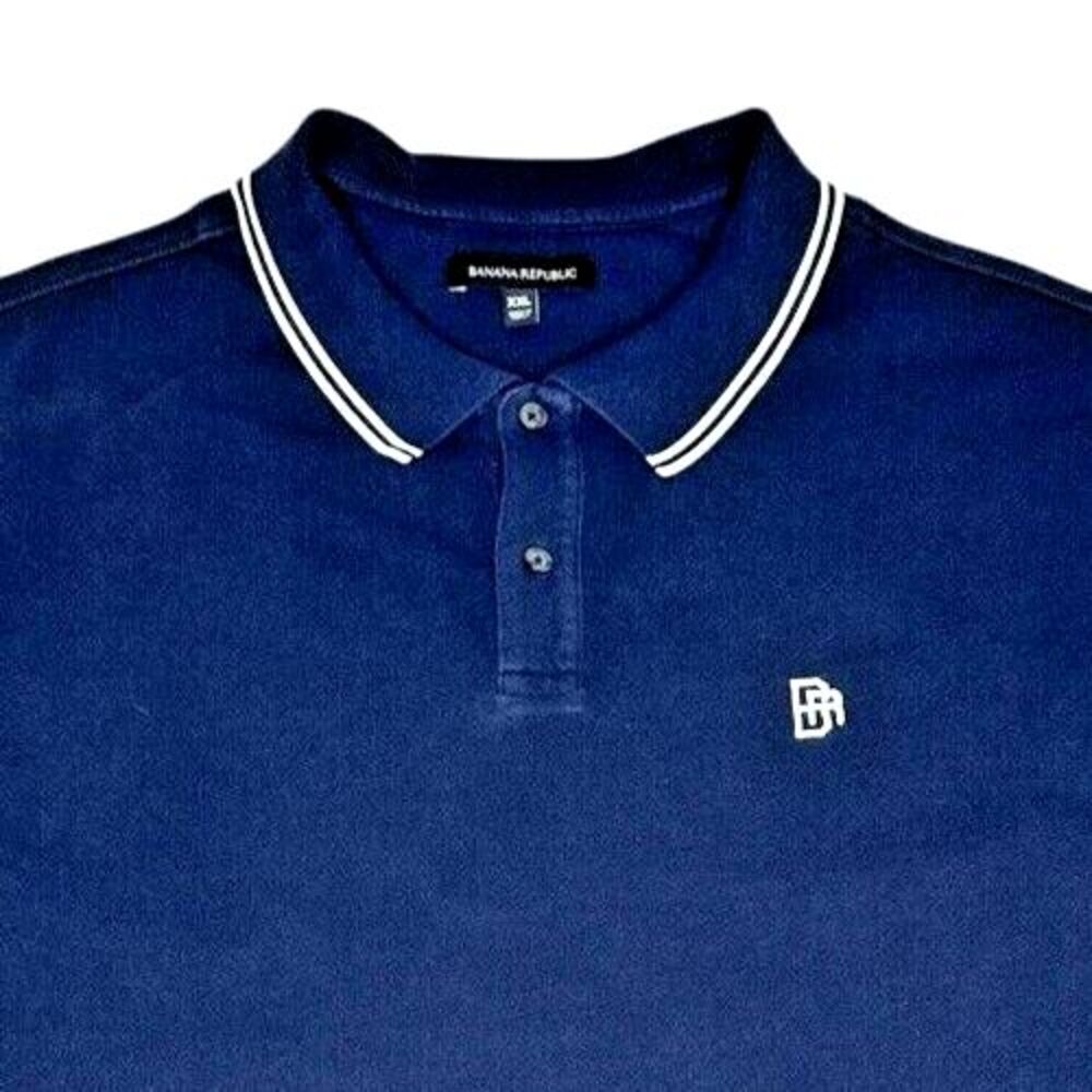 Banana Republic Men's 100% Cotton Navy Blue Polo with Embroidered Logo, Size XXL